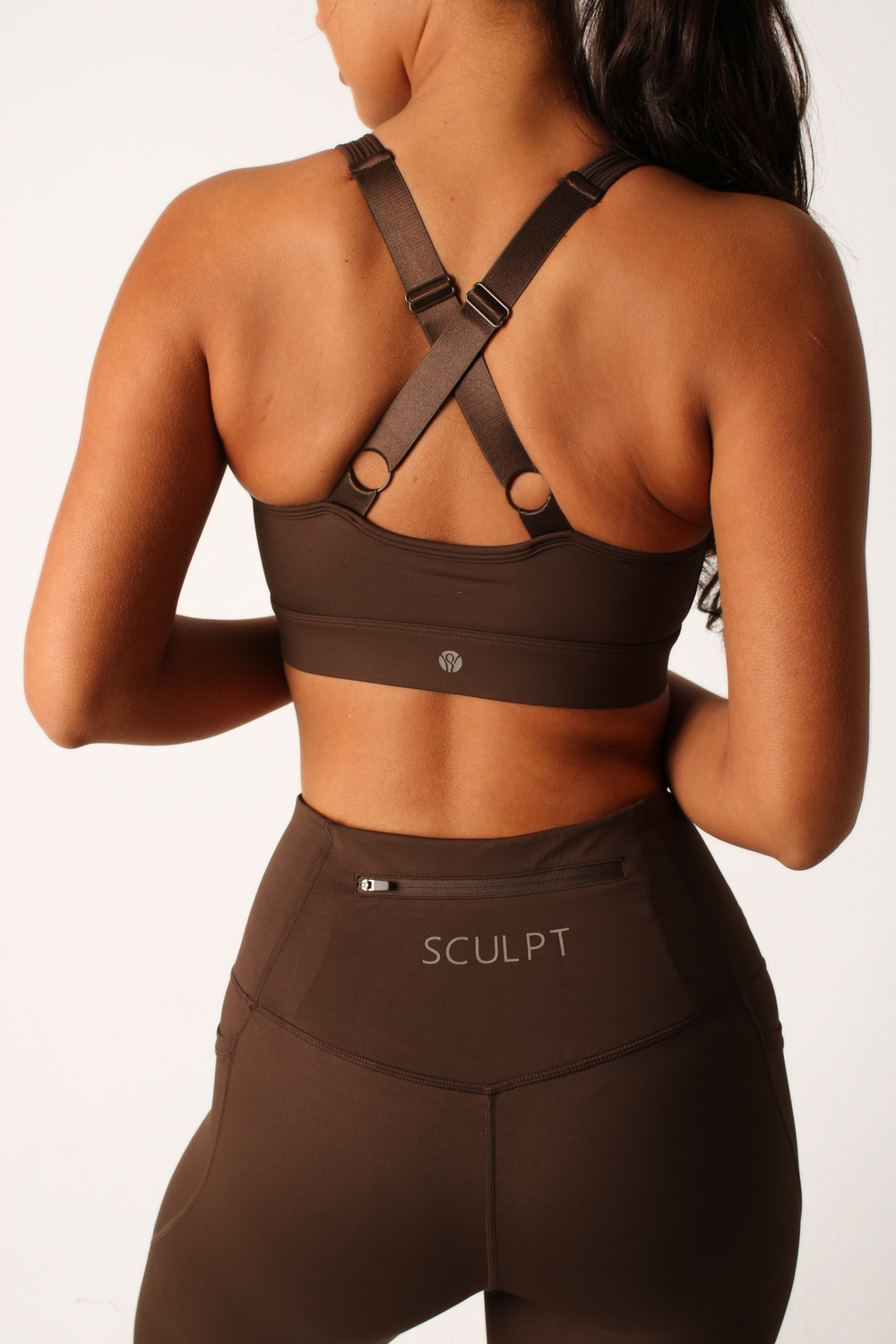 Performance Impact Sports Bra Impact Brown — in motion